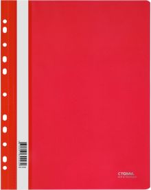 Папка-скоросшиватель, А4, красная с прозрачным верхом