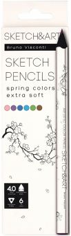 Скетч карандаши Sketch&Art. Весенний пейзаж, утолщенные, 6 цветов