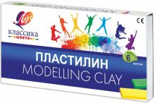 Пластилин Классика, 6 цветов, со стеком