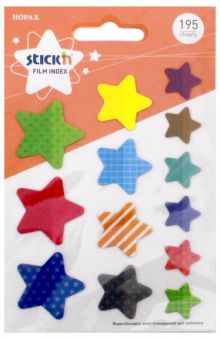 Закладки самоклеящиеся пластиковые 13 цветов, 15 листов, звезды (21763)