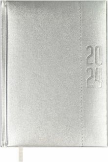 Ежедневник датированный на 2024 год Плонже металлик, серебряный, А6+, 176 листов