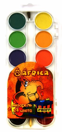 Краски акварельные медовые 24 цвета "Africa"с кисточкой (AF12-2A24K_438) Краски акварельные медовые 24 цвета "Africa"с кисточкой (AF12-2A24K_438)