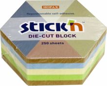 Блок для записей самоклеящийся "Гексагон", крафт + пастельные цвета, 61x70 мм, 250 листов (21828)