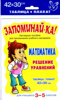 Математика. Решение уравнений. Таблица-плакат для учащихся 3-5 классов обложка книги Математика. Решение уравнений. Таблица-плакат для учащихся 3-5 классов обложка книги