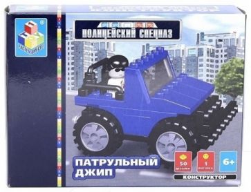Конструктор 50 деталей. Патрульный джип (Т50082) Конструктор 50 деталей. Патрульный джип (Т50082)