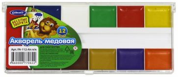 Краски акварельные медовые"Веселые зверята", 12 цветов (FA-112-An) Краски акварельные медовые"Веселые зверята", 12 цветов (FA-112-An)