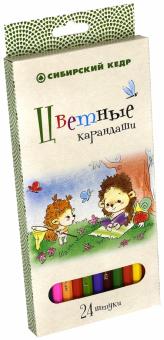 Карандаши цветные, 24 цвета "Ежик", шестигранные (СК027/24)