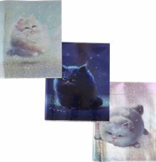 Обложки для тетрадей с голографическим рисунком Коты, 3 штуки