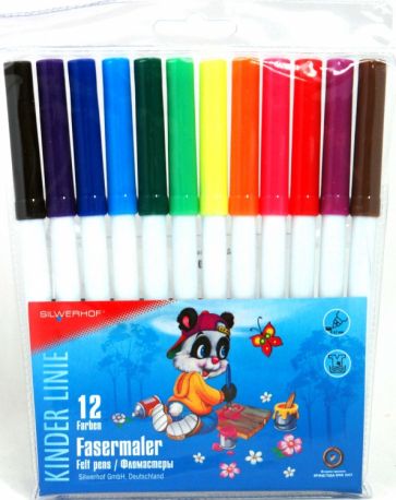 Фломастеры смываемые 12 цветов Panda (861227-09) Фломастеры смываемые 12 цветов Panda (861227-09)