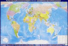 Карта настенная "Мир" политическая, с флагами государств (КН26)