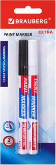 Маркер-краска лаковый Extra (paint marker) 2 мм, набор 2 цвета, белый/черный (151993)