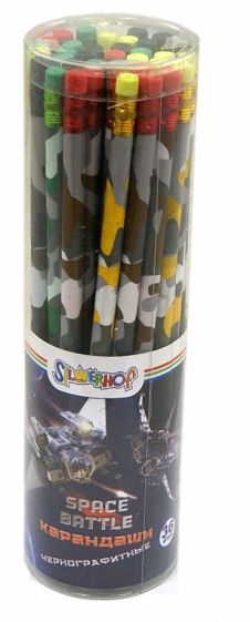 Карандаш пластиковый чернографитный НВ с ластиком "SPACE BATTL" (25068-03) Карандаш пластиковый чернографитный НВ с ластиком "SPACE BATTL" (25068-03)