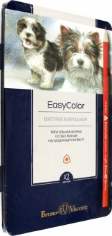 Карандаши цветные Easycolor, 12 цветов, трехгранные