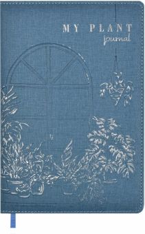 Записная книжка Окно с цветами, синяя, А5, 96 листов