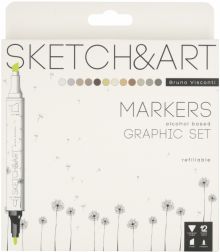 Скетч маркеры Sketch&Art. Графика, двусторонние, 12 цветов