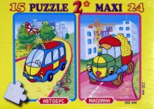 Пазл "Автобус",15 деталей. Пазл "Машина", 24 детали (К-3901)